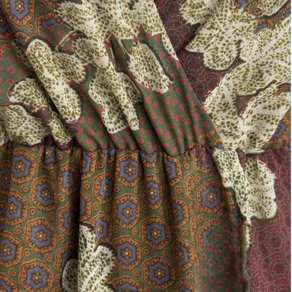 Modcloth Design Concept Patchwork Green and Purple Mixed Pattern Dress - Picture 4 of 7